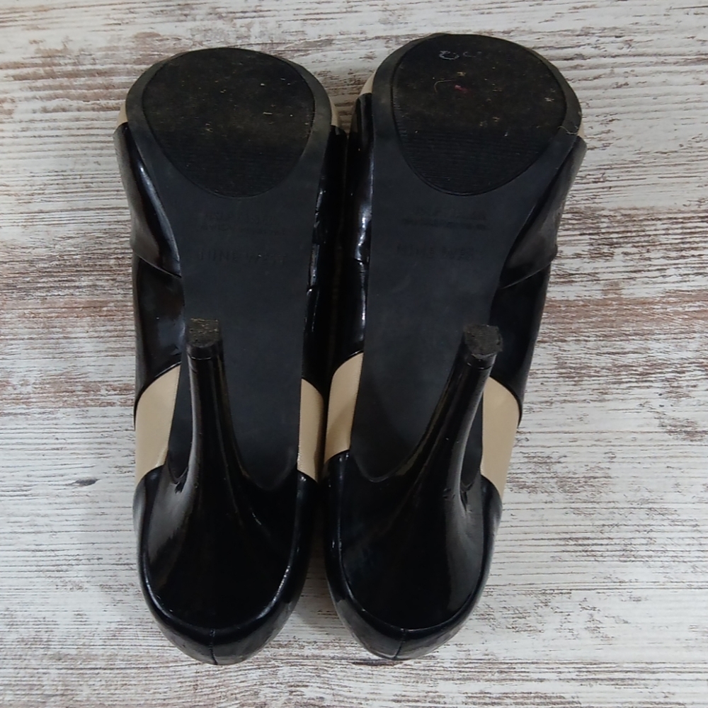 Leather Upper Open Toe Heels - image 8